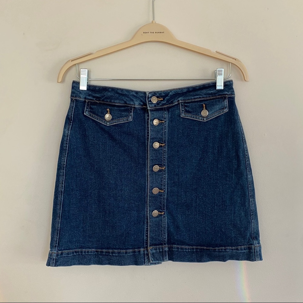 Ann Taylor Loft button up denim skirt